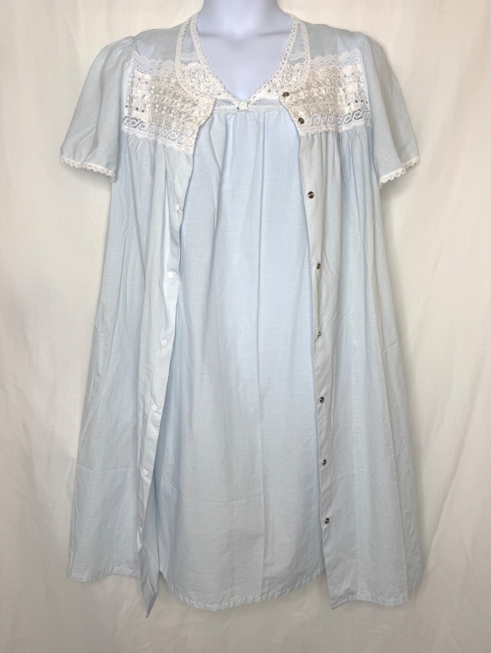 1970s Isabella Lace Peignoir Nightgown and Duster Set
